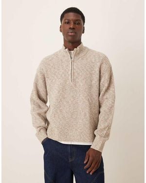 Abercrombie & Fitch Jersey Cálido Con Cremallera Corta De Punto De -Neutro