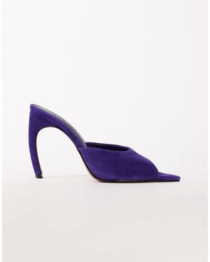 TOPSHOP Artemis mules aus echtem wildleder mit bananenabsatz - Blau