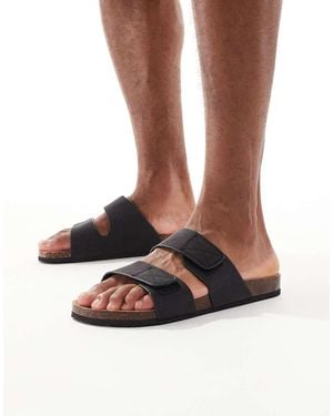 Threadbare Faux Suede Two Strap Sandals - Brown