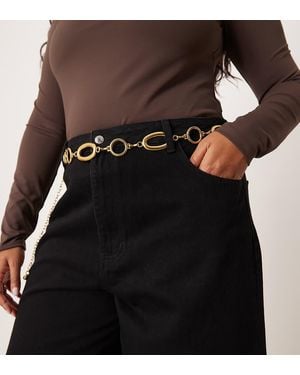 My Accessories Curve Oval Chain Belt - Black