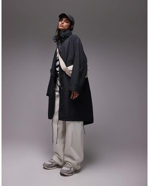 ARKET Lightweight Coated Longline Utility Parka With Foldaway Hood - Gray