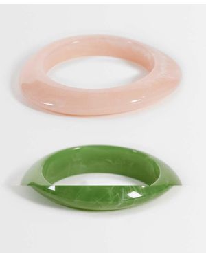 Accessorize Set Van 2 Dunne Armbanden Van Hars - Groen
