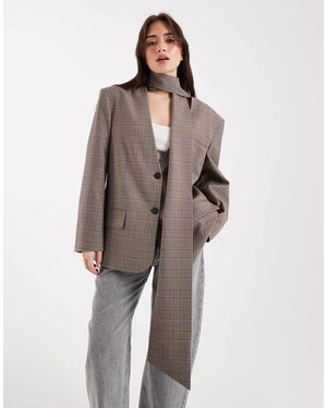 ASOS – oversize-blazer mit schal - Natur