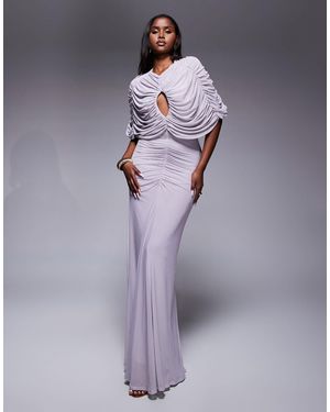 ASOS Robe longue en tulle à fronces prononcées - lilas - Violet