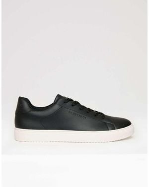 Threadbare Lace-Up Faux Leather Court Trainers - Black