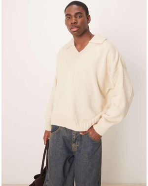 ASOS Jersey De Corte Cuadrado Extragrande Con Muesca En El Cuello De Punto De -Neutro