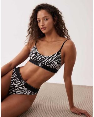 Calvin Klein Graphic Logo Unlined Bralette - Brown