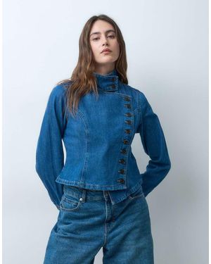 ASOS Denim Jacket With Asymmetric Placket - Blue