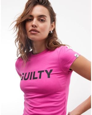 Collusion Guilty Slogan Graphic Baby Tee - Pink