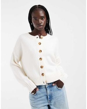 Hollister Crew Neck Knitted Cardigan - White