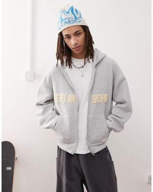 Prohibited Soho Logo Zip Hoodie - Gray