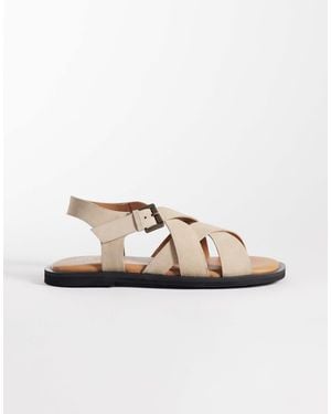 Walk London Sophia Cross Strap Sandals - White