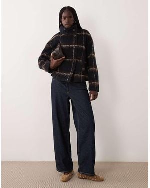 Vila Brushed Wool-feel Short Funnel Neck Jacket - Blue