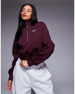 Nike Phoenix Fleece Half Zip Cropped Sweatshirt - Purple