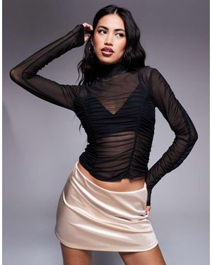 ASOS Top A Maniche Lunghe Arricciato - Nero