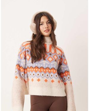 ASOS Maglione Accollato E Squadrato Con Stampa Fair Isle - Rosso