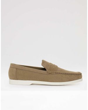 Threadbare Faux Suede Penny Loafers - White