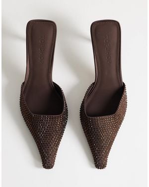 TOPSHOP Avery Embellished Mule Mid Court - Brown