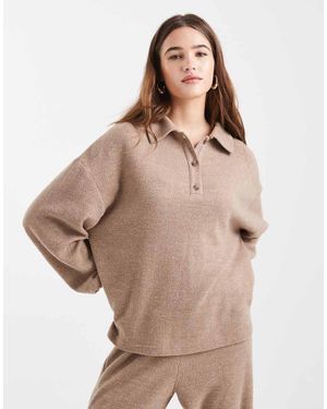 Miss Selfridge Brushed Collar Sweat Co Ord - Natural