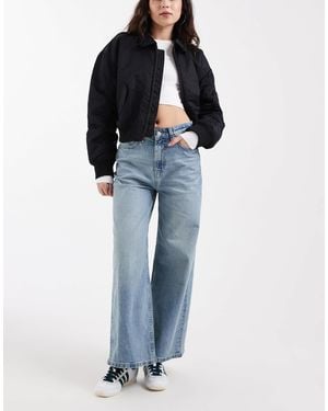 ASOS Ankle Grazer High Waist Straight Wide Leg Jeans - Blue