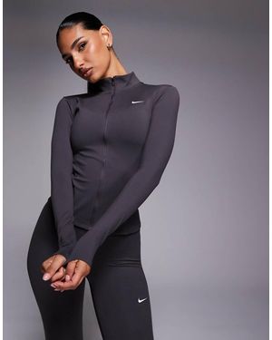 Nike One Dri-fit Full Zip Fitted Long Sleeve Top - Blue