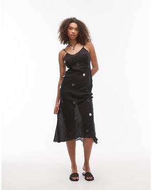 emory park Vestido Midi De Tirantes Con Aplicaciones De Lentejuelas De - Blanco