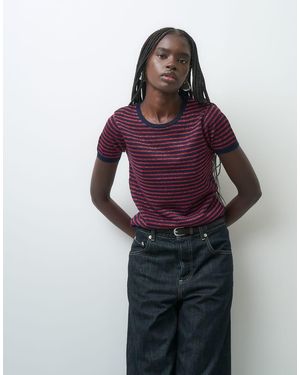 ASOS T-Shirt Lavorata A Maglia A Righe Rosse E - Viola