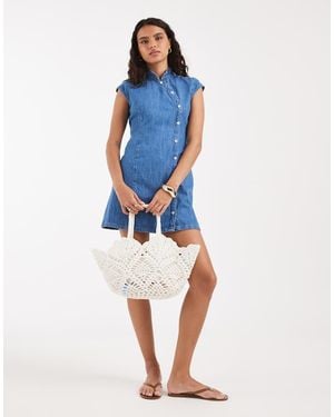 ASOS Mandarin Collar Denim Mini Dress - Blue