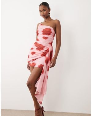 Forever New Asymmetric Mesh Mini Dress - Red