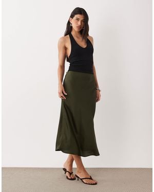 Vila Satin Maxi Skirt - Green