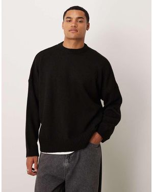 ASOS Super Oversized Boxy Fit Knitted Crew Neck Jumper - Black