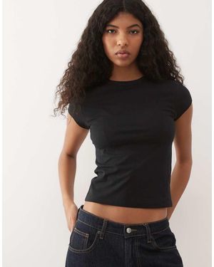 Collusion Fitted Cap Sleeve T-Shirt - Black