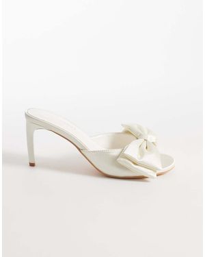 Glamorous Sandalias Color Marfil Estilo Mules Con Lazo De Satén De -Blanco - Neutro