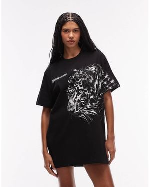 AllSaints Zaya Short Sleeve Printed Mini Tee Dress - Black