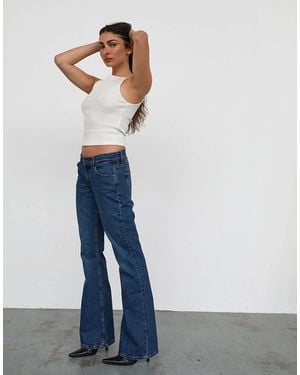 Motel Rigid Low Rise Flare Jeans - Blue
