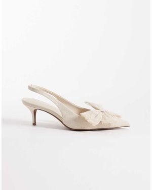 ASOS Sleek Bow Detail Slingback Kitten Heels - White