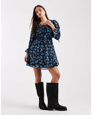 New Look – minikleid aus chiffon - Blau