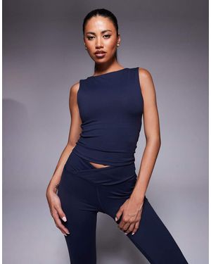4505 Icon High Neck Tank With Inner Bra - Blue
