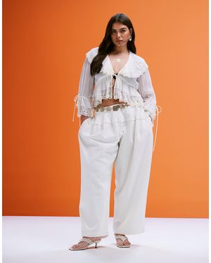 ASOS Curve Super Oversized Laundered Trouser With Seam Detail - Orange