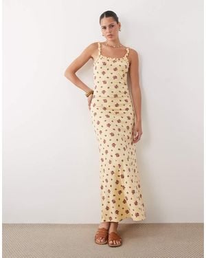 Miss Selfridge Ditsy Floral Printed Cami Rib Maxi Dress - Natural