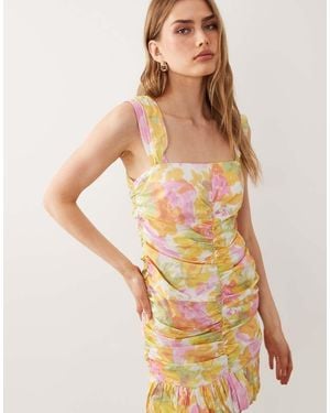 ASOS Ruched Centre Seam Mini Dress - Yellow