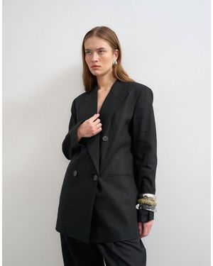 TOPSHOP – blazer zum hineinschlüpfen aus leinen - Schwarz