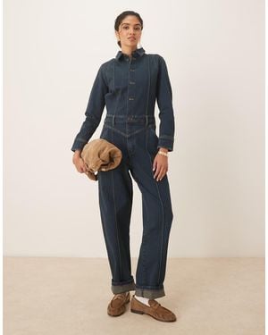 Wrangler Mono Largo Estilo Wéstern De Pernera Barrel Con Lavado Azul Oscuro De -Azul Marino