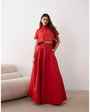 ARRANGE Pleated Maxi Skirt Co-ord - Red
