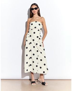 NARRATED Bandeau Dropped Waist Midi Dress - White