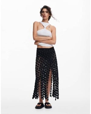Desigual Falda Negra Catwalk - Blanco