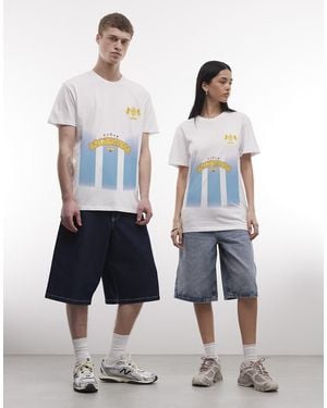 PRNT Argentina Football Stripes Graphic Relaxed Fit T-Shirt - Blue