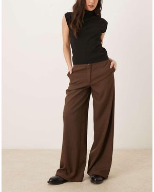 Jdy Pantalones Marrón Chocolate De Pernera Ancha Y Talle Alto De
