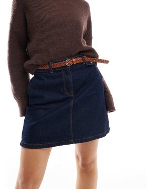 Pieces Plaited Faux Leather Belt - Blue