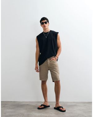 Only & Sons Edge Straight Fit Denim Shorts Vintage Tan Wash - Natural